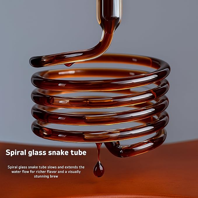Nispira Cold Brew Drip Tower Iced Coffee Maker Glass Wooden Stand 25 Cups