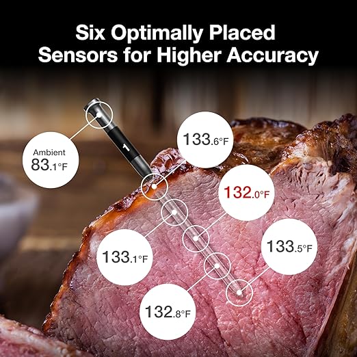 ThermoMaven Smart Bluetooth Wireless Meat Thermometer: Standalone Base, WiFi Unlimited Range, 6 Sensors with NIST Certified Accuracy, 2 Probes for Kitchen, BBQ, Grill, Oven, Smoker, Rotisserie