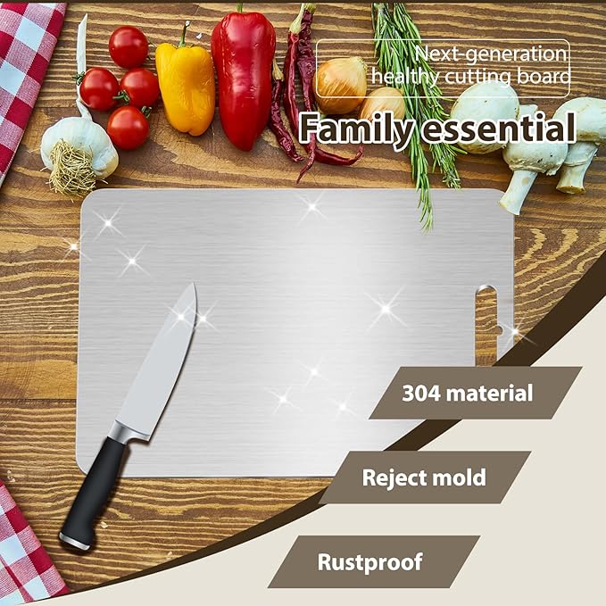 100% Pure Titanium Cutting Boards for Kitchen Suitable for restaurant and home food Meat &Vegetable &Pizza Can be Washed in a Dishwasher Safe Tabla Para Picar Para Cocina (13.4"Lx9"W)