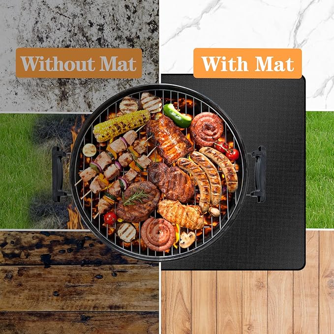 65X48in Grill Mats for Outdoor Grill,Fits Most Grills, Smokers, Griddles and Outdoor Charcoal, Flat Top,Deck and Patio Protector