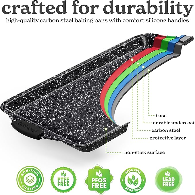 Country Kitchen Nonstick Stackable Bakeware Set - Durable, Easy Release Baking Set, Black, 10 Pcs