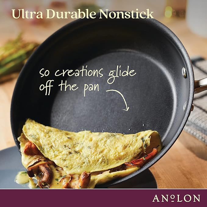 Anolon Advanced Hard Anodized Nonstick Divided Grill / Griddle Pan / Skillet - 12.5 Inch, Gray
