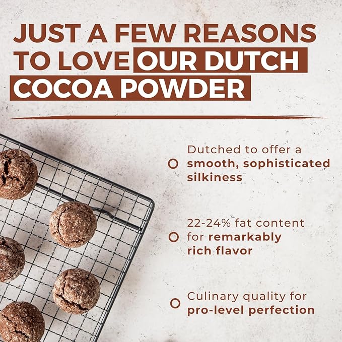 Cocoa Powder (8 oz) Dutch Processed Cocoa Powder, Unsweetened, Extra Rich Cocoa Flavor, 22-24% Fat, Premium Culinary Grade, Non-GMO Sourced, Fair Trade Certified, Perfect Cocoa for Baking and Cooking
