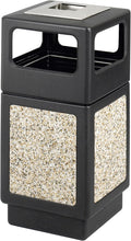 Safco Canmeleon Trash Can, 30 Gallons, Indoor and Outdoor Use, Durable & Weather-Resistant Commercial Garbage Can with Ashtray and Stone Panels, Black