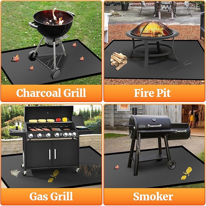 48 ×40 inches Under Grill Mats for Outdoor Grill/ BBQ Mat for Under BBQ, Fireproof Mat- Fire Pit Mat -Protector Mat - Oil-Proof Grill Floor Pads - Solo Stove Mat for Deck Patio Outdoor Smokers Grills