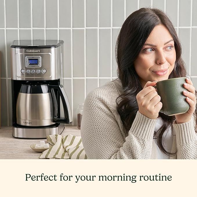 Cuisinart 12-Cup Coffee Maker, Programmable PerfecTemp Thermal Carafe Coffee Machine with 1-4 Cup Setting, Brew Strength Control and Brew Pause, Stainless Steel, DCC-3400NAS, Silver
