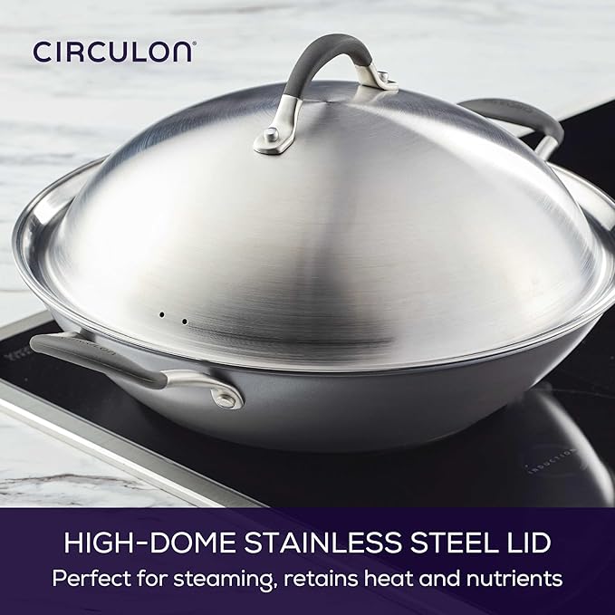 Circulon A1 Series with ScratchDefense Technology Nonstick Induction Wok with Lid, 14 Inch, Graphite