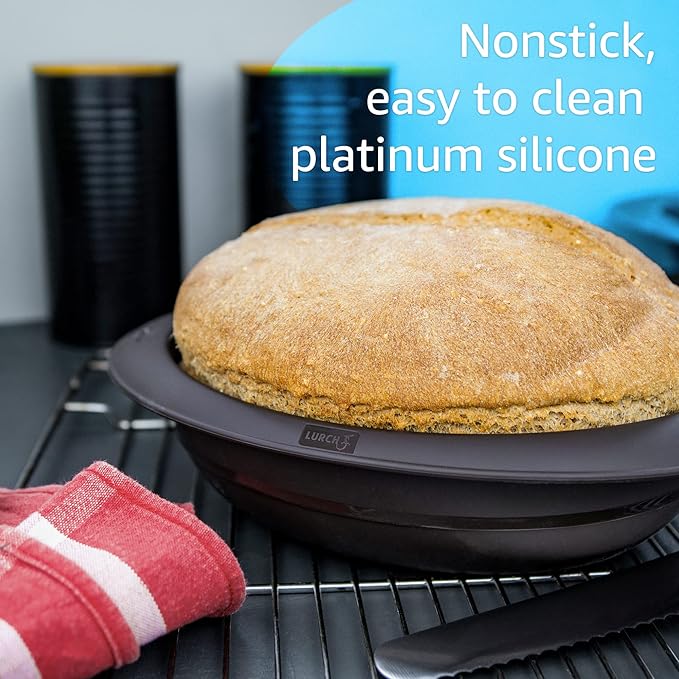 LURCH Germany Flexiform Oval Bread Pan For Baking All Kinds Of Bread | Mold Is Made Of 100% BPA-Free Premium Platinum Silicone | 9.4" x 7.1" - Brown