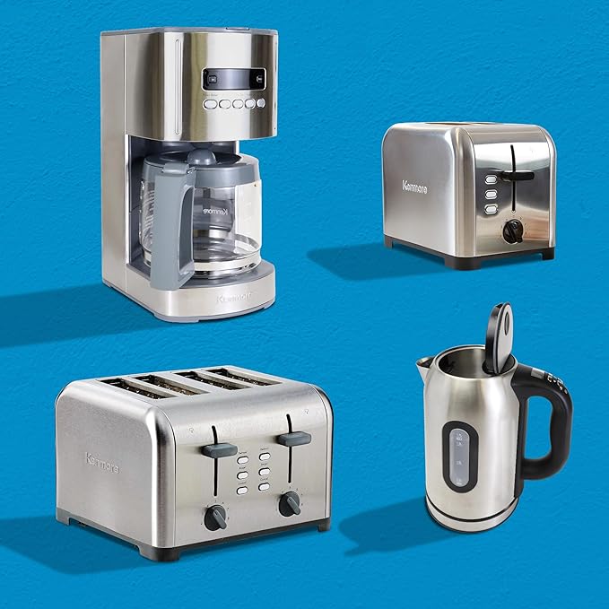 Kenmore Drip Coffee Maker - Programmable Cafe Machine With Glass Pot, Regular & Bold Brew, Auto Shut Off Large Water Reservoir, Reusable Filter, Kitchen Appliances For Cafeteria Barista, 12 Cup, White