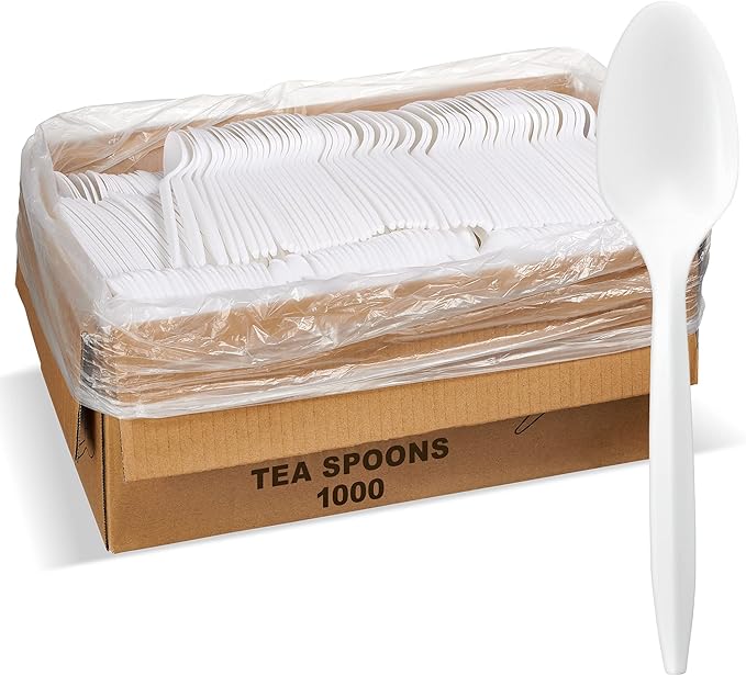 1000 Count Bulk Cutlery (Tea Spoons, White)