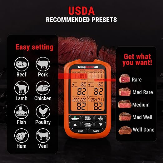 ThermoPro TempSpike 2000FT Wireless Meat Thermometer Digital with 2 Ultra-Thin Meat Probe, Grill Thermometer Wireless for Rotisserie, Smoker, BBQ, Grill, Turket, Kitchen Cooking Thermometer