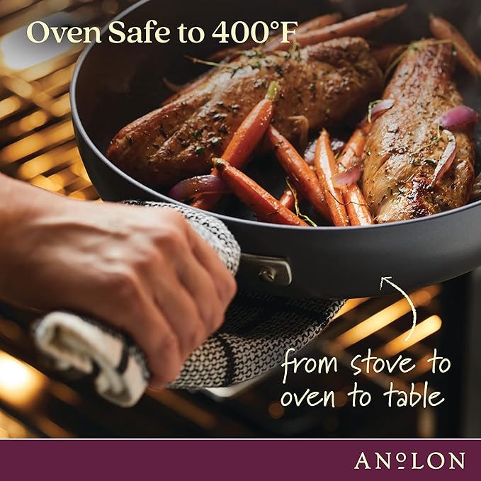 Anolon Advanced Home Hard Anodized Nonstick Sauce Pan/Saucepan with Straining and Lid, 2 Quart (2 Qt Straining Saucepan, Moonstone)