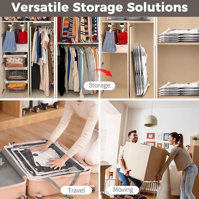 12 Pack Vacuum Storage Bags for Travel with Electric Pump - (3J+3L+3M+3S) Vacuum Seal Bags for Clothing Travel, Space Saver Compression Packing Bags for Luggage, Clothes, Bedding
