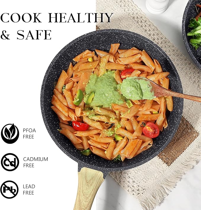 GiPP Nonstick Frying Pan Skillet - 11" Grey Granite Non Stick Pans, Omelette Pan with Heat-Resistant Handle, Compatible with All Stovetops, PFOA Free