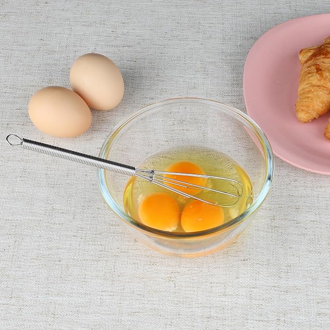 HOTEC 4 Pieces Stainless Steel Whisks Set, Wire Balloon Whisks Egg Beater, Thicken Wire &Non-slip Handle Whisk Perfect for Cooking, Stirring, Beating and Blending (Silver)