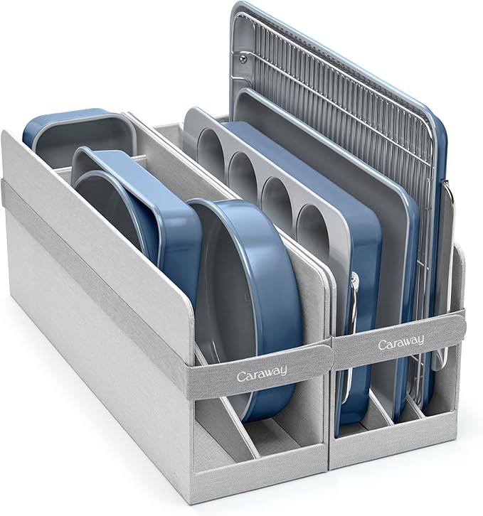 Caraway Nonstick Ceramic Bakeware Set (11 Pieces) - Baking Sheets, Assorted Baking Pans, Cooling Rack, & Storage - Aluminized Steel Body - Non Toxic, PTFE & PFOA Free - Slate