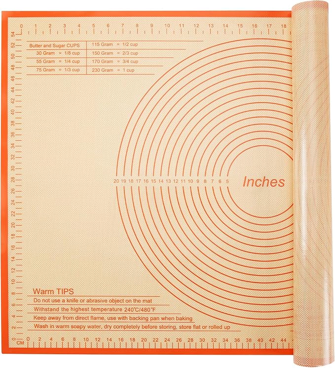 Silicone Pastry Mat 36x24 Inch - Nonstick Baking Mat Perfect for Dough, Pastry, Pie Crust, Fondant, Bread, Cookies, Pasta, Pizza
