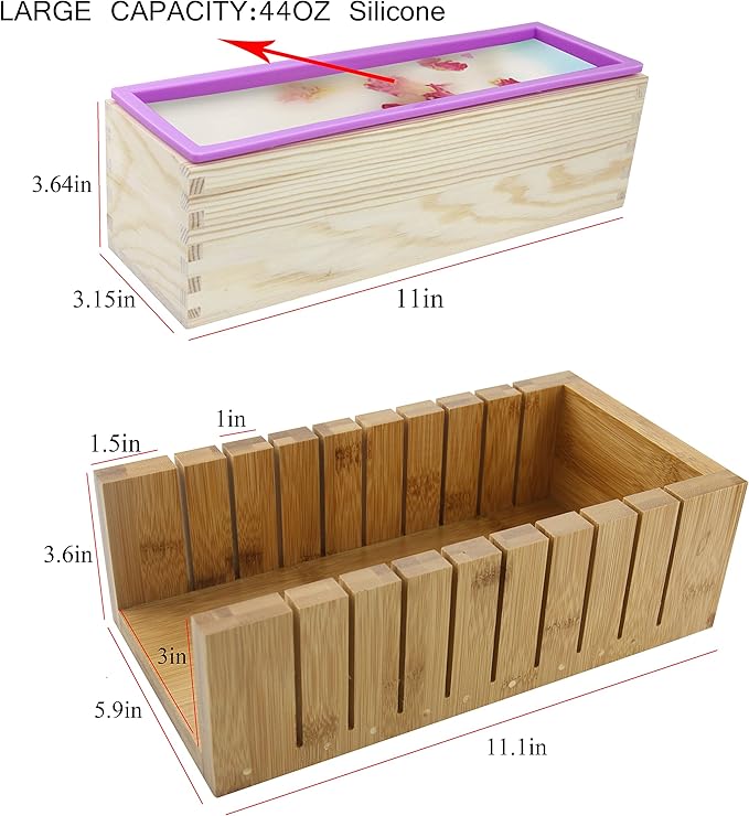 Silicone soap molds -Soap Cutting Tool Set Wooden Bamboo (+Shrink Wrap Bags 2)