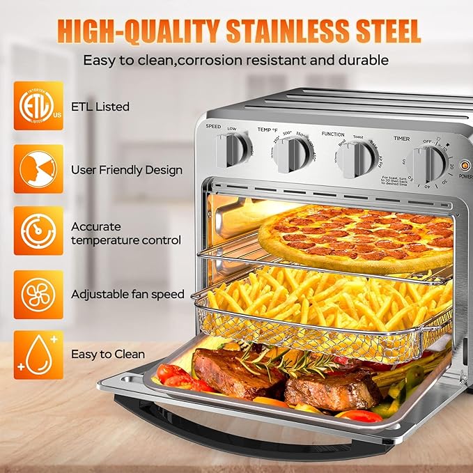 Air Fryer, Geek Chef Convection Air Fryer Toaster Oven, 4 Slice Toaster Airfryer Countertop Oven, Electric Hot Oven Oilless Cooker, Accessories, ETL Listed, 16QT