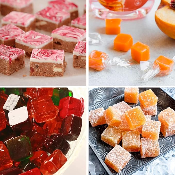Sidosir Square Hard Candy Mold Silicone, 126-Cavity Mini Gummy Caramel Silicone Molds for Fat Bombs, Chocolate Truffles Mold for Hard Candy, Ice Cube 3Pcs