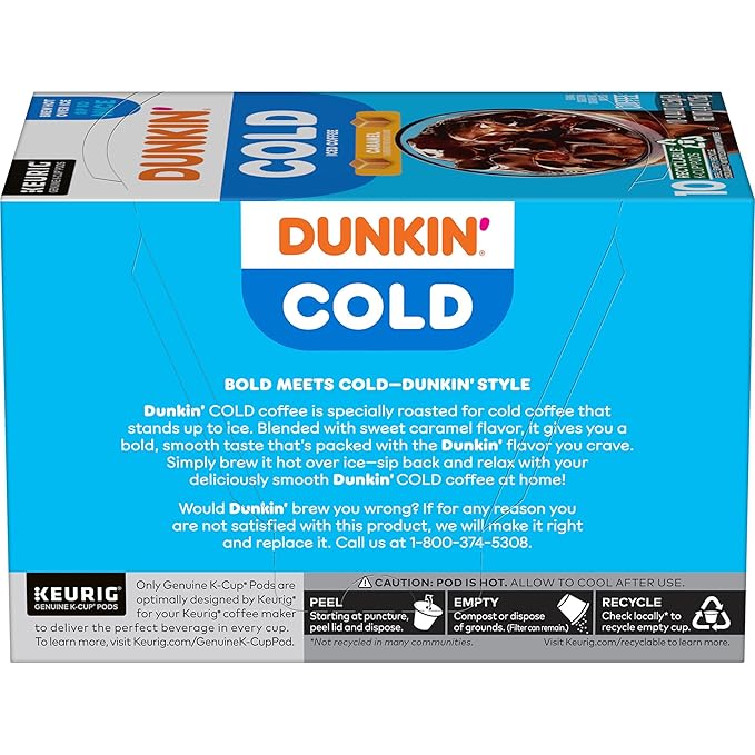 Dunkin' Cold Caramel Flavored Coffee, 60 Keurig K-Cup Pods