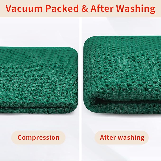 Homaxy 100% Cotton Waffle Weave Kitchen Dish Cloths, Ultra Soft Absorbent Quick Drying Dish Towels, 12 x 12 Inches, 8-Pack, Dark Green