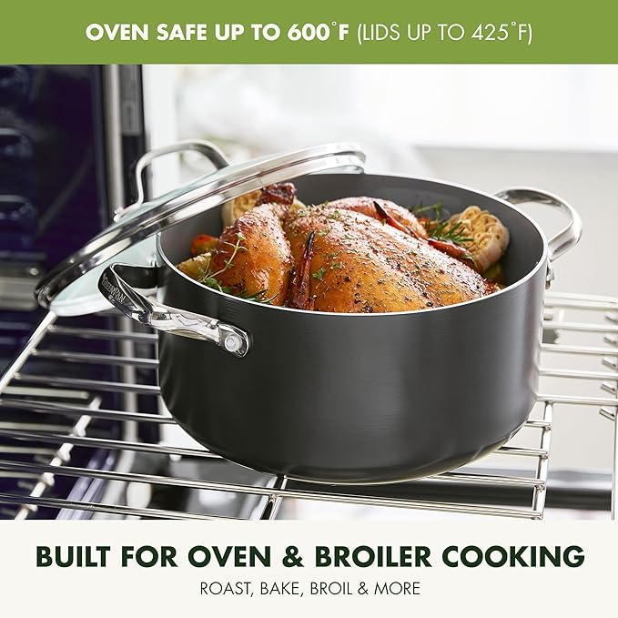 GreenPan 11 Piece Valencia Pro Ceramic Nonstick Cookware Set, PFAS-Free, Induction Ready, Hard Anodized Pots & Pans with Lids, Compatible on All Cooktops, Dishwasher & Oven Safe, Gray