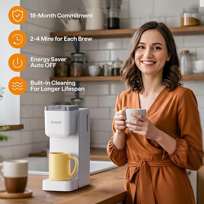 Single Serve Coffee Maker for K Cup, Ground and Tea, Hot and Iced Coffee Machines with Bold Setting, 6 to 16 Oz Brew Sizes, Compact for Small Spaces, White (2.0 Version)