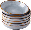 AmorArc 8.5'' Large Pasta Bowls, 36oz Ceramic Salad Serving Bowls Set of 6 for Kitchen, Wide Stoneware Bowls for Pasta,Salad,Fruit,Bread, Microwave Safe, Reactive Glaze-Blue