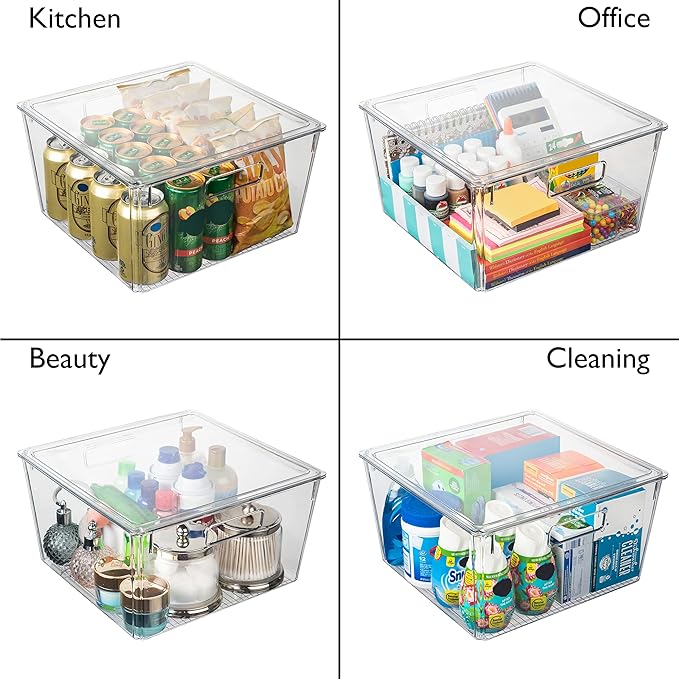 ClearSpace Plastic Storage Bins with Lids XL – Perfect Kitchen Organization or Pantry Storage – Fridge/Cabinet Organizers