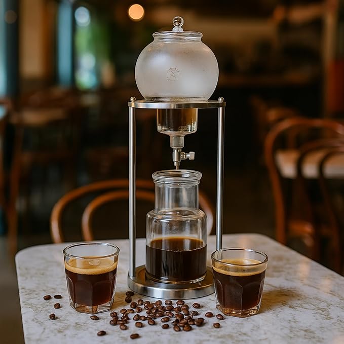 Nispira Luxury Ice Cold Brew Dripper Coffee Maker in Stainless Steel and Borosilicate Glass, 600 ml Silver