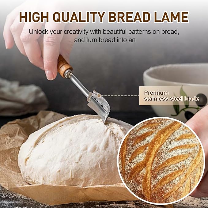 Banneton Bread Proofing Basket with 10 Inch Oval Bread Proofing Basket, Sourdough Banneton Basket for Artisan Baking, Sourdough Starter Kit & Sourdough Bread Baking Supplies for Home Bakers