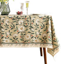 ISAENNE Designer Green Linen Tablecloth Rectangular,Floral French Country Indoor Table Cloth,Stain Resistant Home Decor Tablecloths for Dining Kitchen Thanksgiving Party,55"*87"-Brune