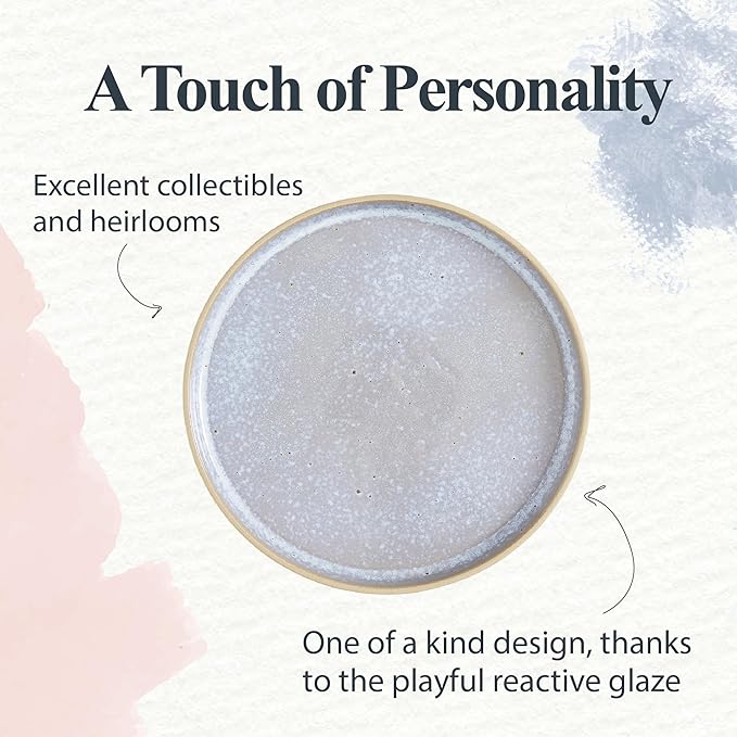 Portmeirion Minerals 10.5" Dinner Plate, Moonstone (Set of 4) - Contemporary Stoneware Platter, Stylish for Dining, Microwave & Dishwasher Safe - Ideal for Kitchen Entertainment, Made in Portugal