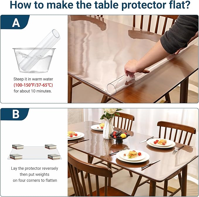 Clear Table Cover Protector Rectangle,24x14inch 1.5mm Transparent Plastic Table Protector Waterproof, Anti-Scratch Clear Desk Mat for Office Desktop Dresser Dining Table,FDA Compliant