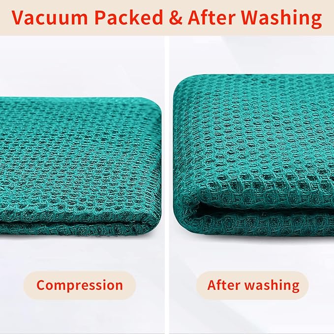 Homaxy 100% Cotton Waffle Weave Kitchen Dish Towels, Ultra Soft Absorbent Quick Drying Cleaning Towel, 13 x 28 Inches, 8-Pack, Teal