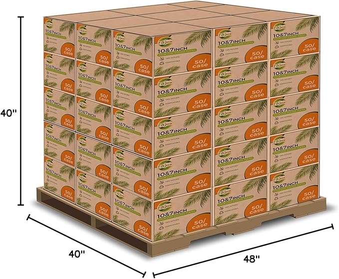 Raj Palm Leaf Plates Bulk [50-Pack] 10" & 7" Square Plates (100 CASES - 5000 PACK) like Bamboo plates Disposable, Strong, Decorative Compostable Tableware for weddings, Lunch, Dinners