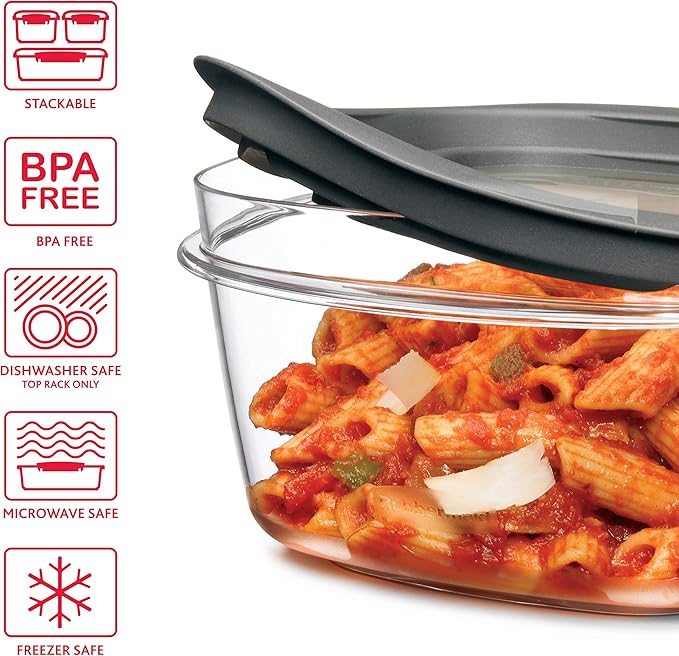 Rubbermaid Premier Food Storage Container, 10 Piece Set, Grey, BPA-Free, Microwave & Dishwasher Safe