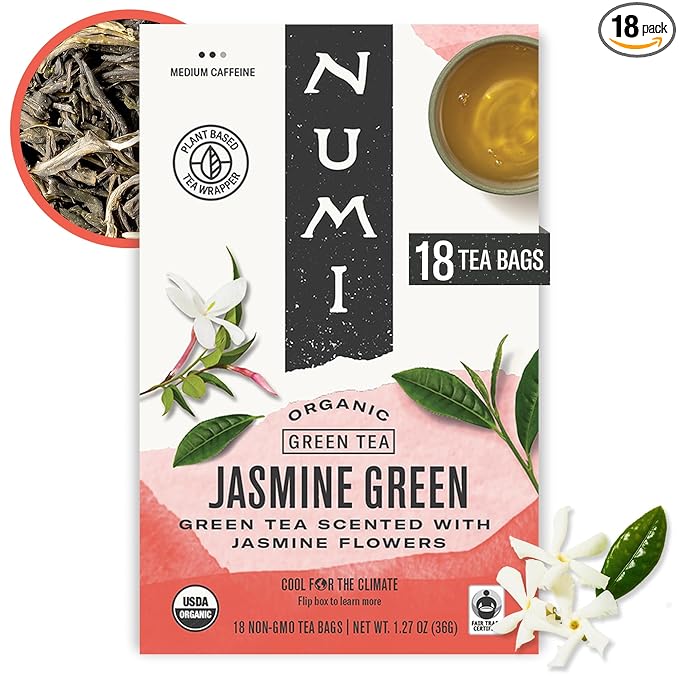 Numi Organic Tea Green, Jasmine, 18 Count