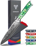 5 Inch Kitchen Utility Knife - Xuan Series Kitchen Knives - VG10 Damascus Steel with Resin Handle (Jade Green)