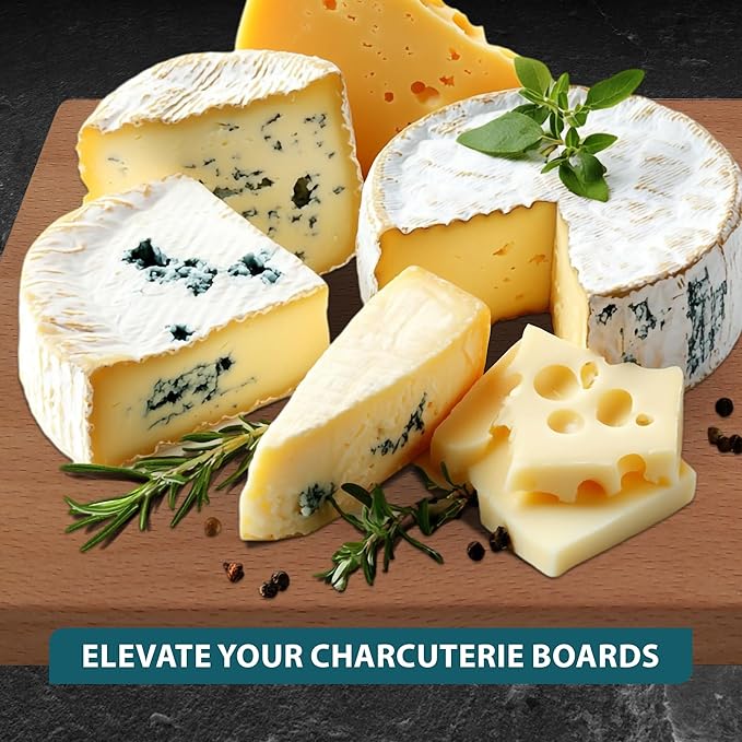 SlidingSusan Cheese Cutting Board - 11” Beech Wood with Black Stainless Steel Slicer - Charcuterie Block for Hard & Soft Cheeses, Butter, Meat – Heavy Duty Handheld Kitchen Tool