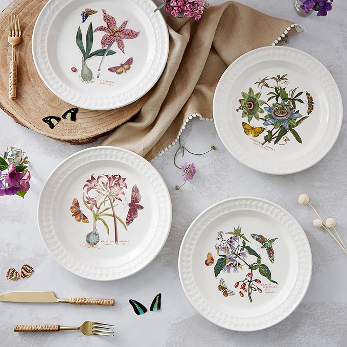 Portmeirion Botanic Garden Harmony 10.5" Dinner Plate, Papilio Amethyst & Meadow Saffron Motif - Dishwasher, Microwave, Oven & Freezer Safe Earthenware - Elegant Spring Tableware for Brunch & Parties