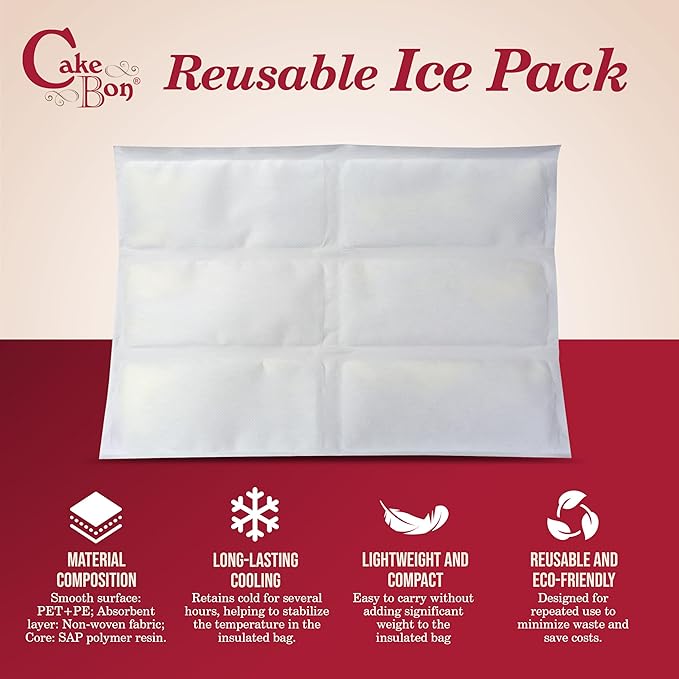 Cakebon Cake Box and Boards, 10-Inch Round White Wrapped Edges 1/2- Inch Thick Drums with Insulated Bag and Ice Pack – Cake Transport Set, Cooler for Cake Delivery and Transport (1pc Each, 4pcs Total)