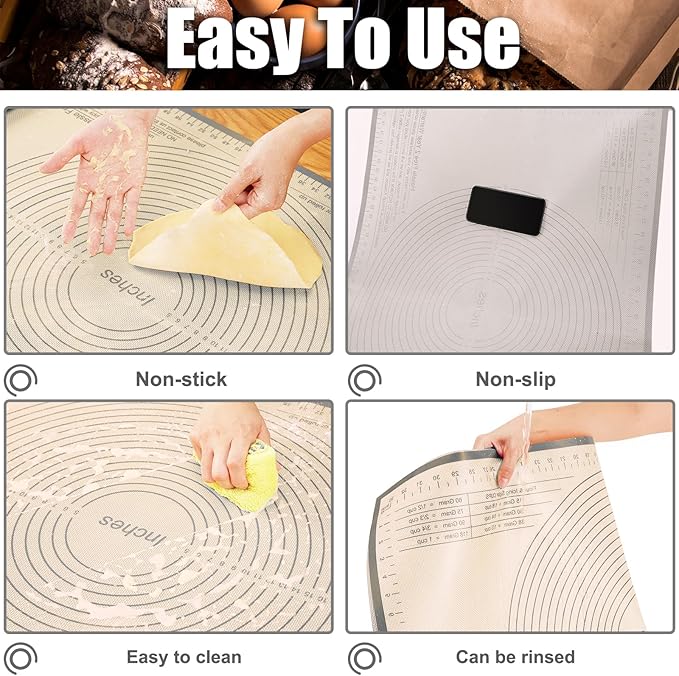 Silicone Pastry Mat 34 X 26 Inch - Nonstick Baking Mat Perfect for Dough, Pastry, Pie Crust, Fondant, Bread, Cookies, Pasta, Pizza