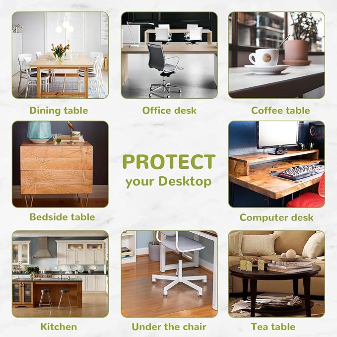 40 x 78 Inch Clear Table Cover Protector, Clear Table Protector for Dining Room Table, 1.5mm Plastic Table Cover, Waterproof Table Pad for Kitchen, Office