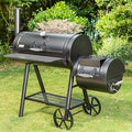 MFSTUDIO Heavy Duty Charcoal Wood Offset Outdoor Smoker Grill, Extra Large Charcoal Grill with Smoker Combo for BBQ Grilling, 941 SQ.IN.
