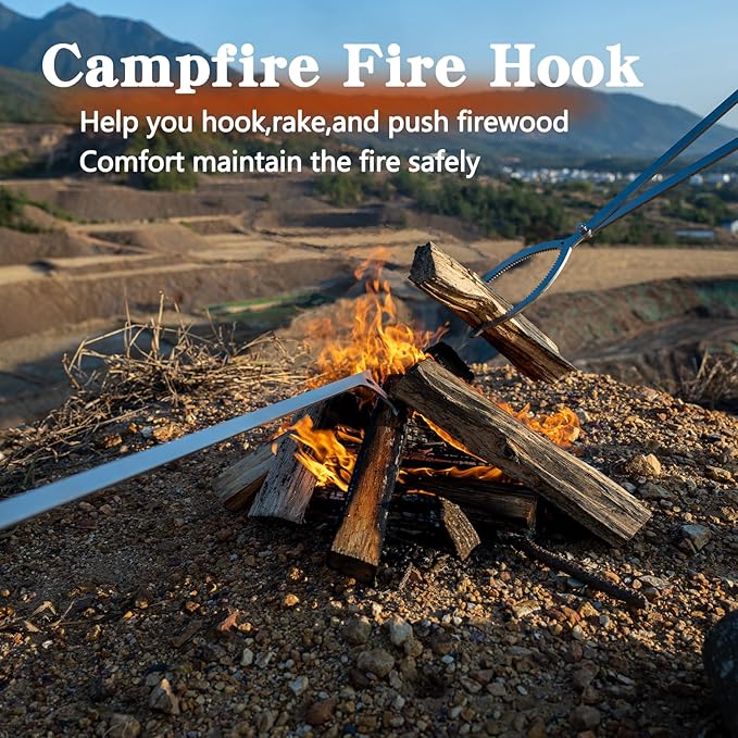 28" Stainless Steel Fire Log Tongs Firewood Grabber and Fire Poker Set,Large Fire Pit Tool Outdoor/Indoor Bonfire Campfire Backyard Deck Camping Log Grabber Safely Moves Firewood