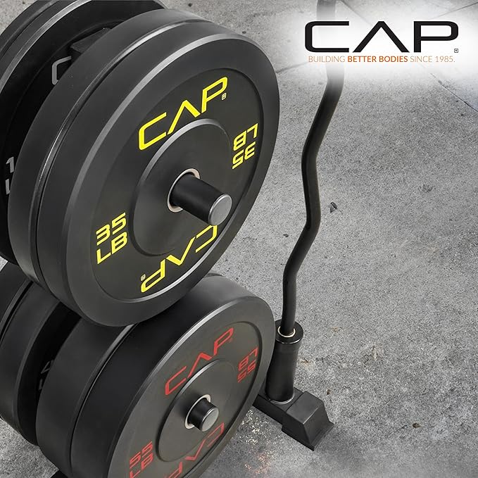 CAP Barbell 2-Inch Olympic Bumper Plate Weight Set with 6 Post Rack | 100-370 lbs | Multiple Options