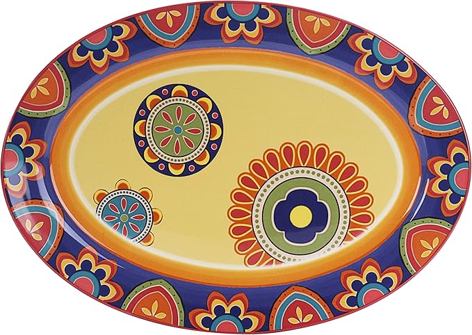 Bico Tunisian Ceramic 16 inch Oval Platter, Microwave & Dishwasher Safe