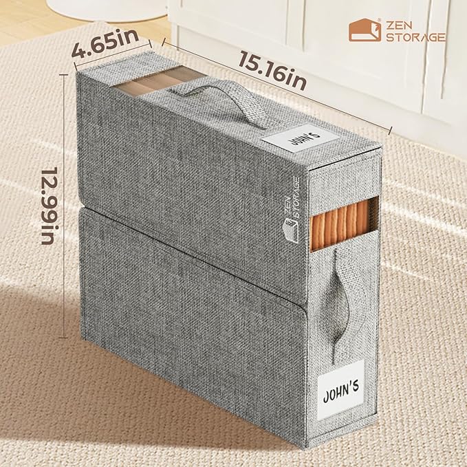 12Pack Sheet Organizers and Storage - King/Queen Size Sheet Storage Organizer with Window, Foldable & Dustproof Sheet Organizer for Linen Closet for Summer Blankets & Sheet Sets,Grey